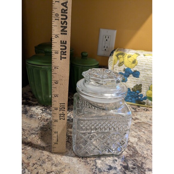 Vtg Anchor Hocking Wexford Clear USA Glass Canister Candy Jar 6.5 In - Picture 7 of 8